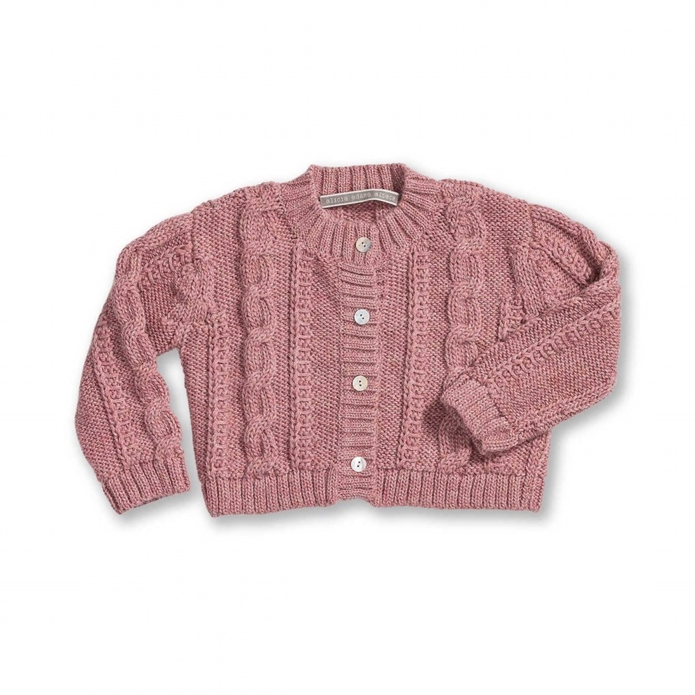 Alicia Adams Alpaca  Cable Knit Cardigan in pink grapefruit NWT